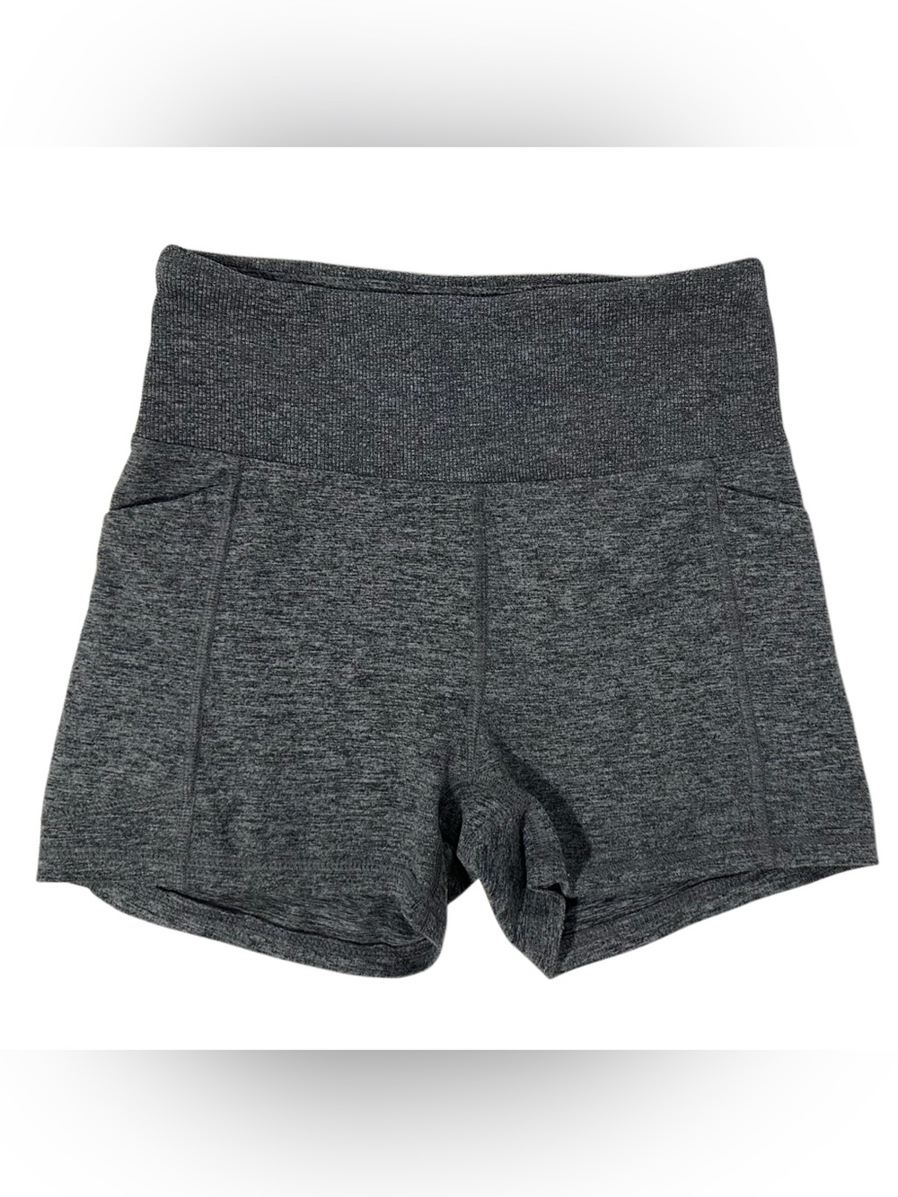 Zobha Gray Heathered Athletic Shorts Size Small High Rise Yoga Workout Pockets